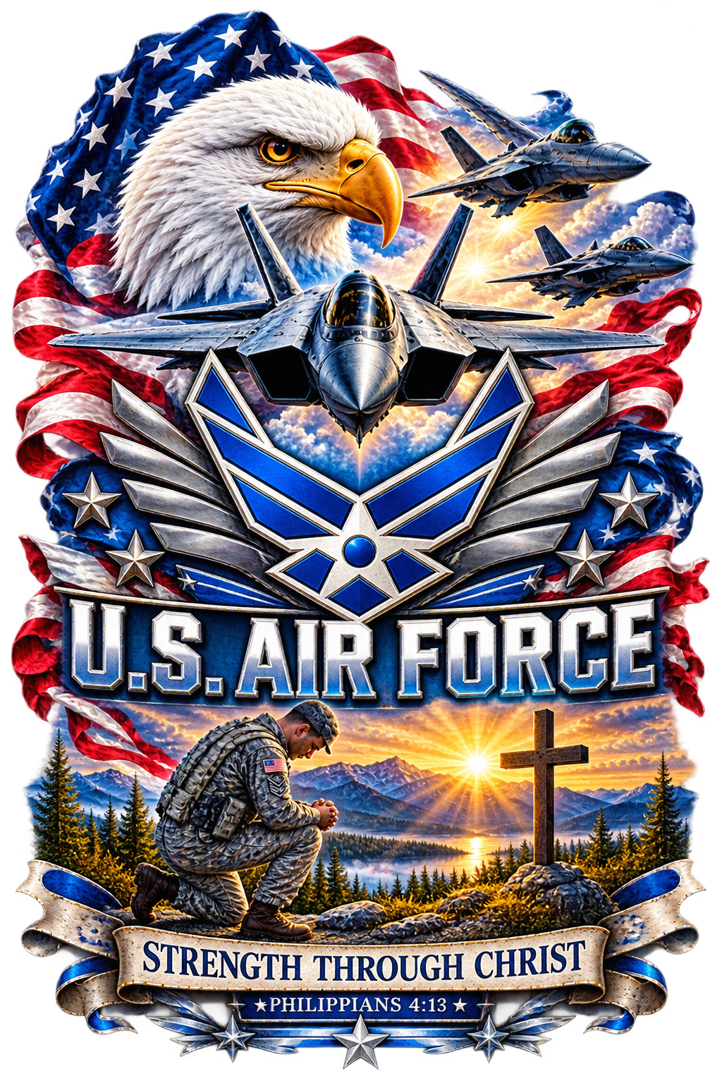 20 oz Skinny Tumbler - Patriotism Air Force 3