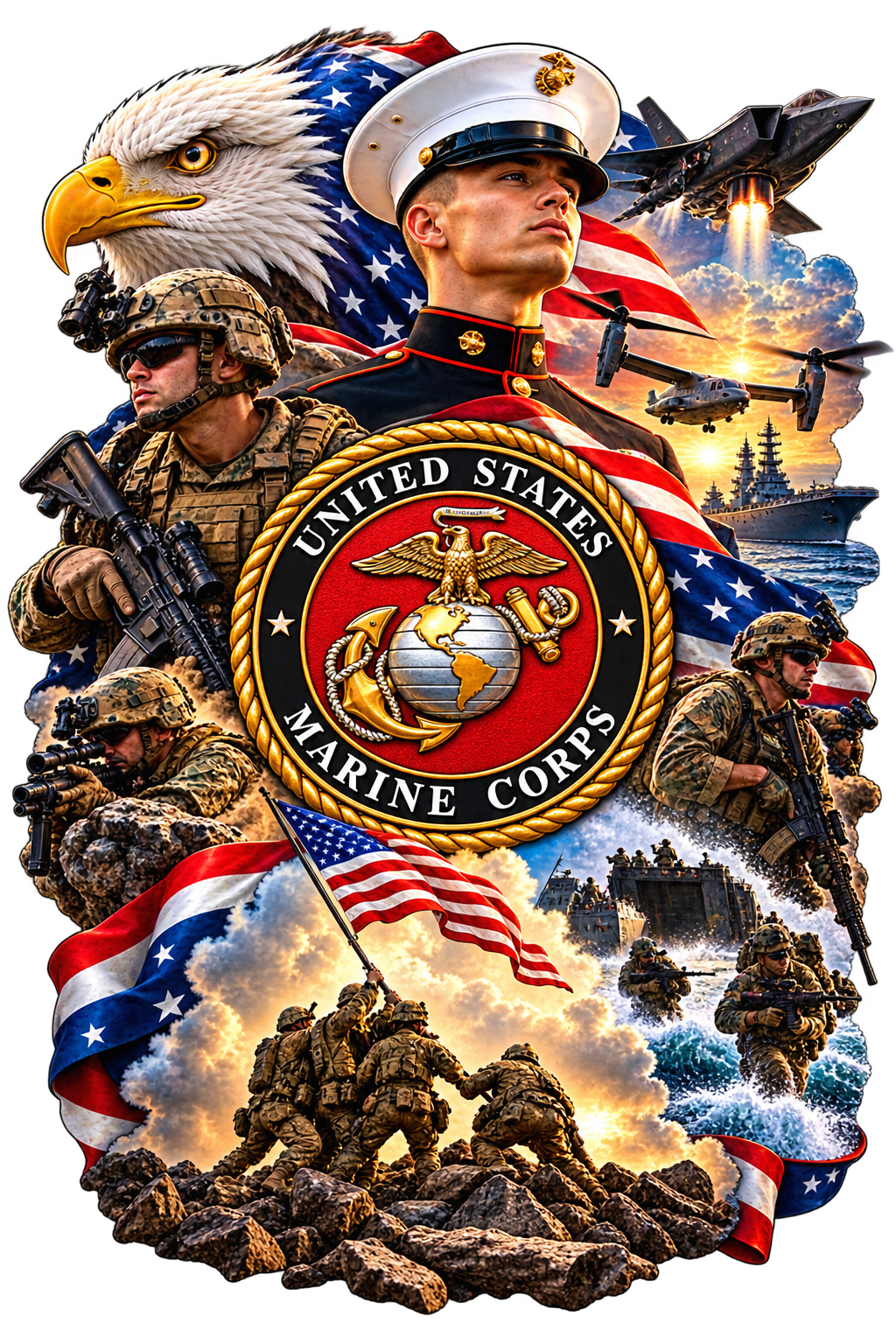 20 oz Skinny Tumbler - Patriotism Marine 3