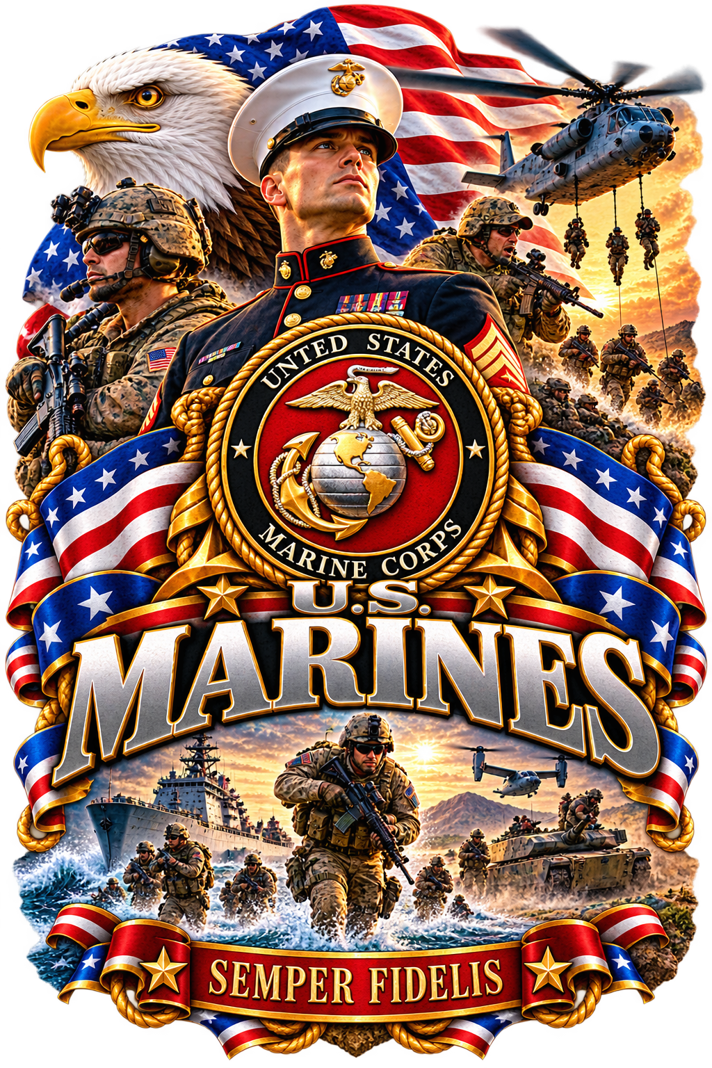 20 oz Skinny Tumbler - Patriotism Marine 4