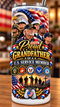 20 oz Skinny Tumbler - Patriotism Armed Services Proud Grandfather