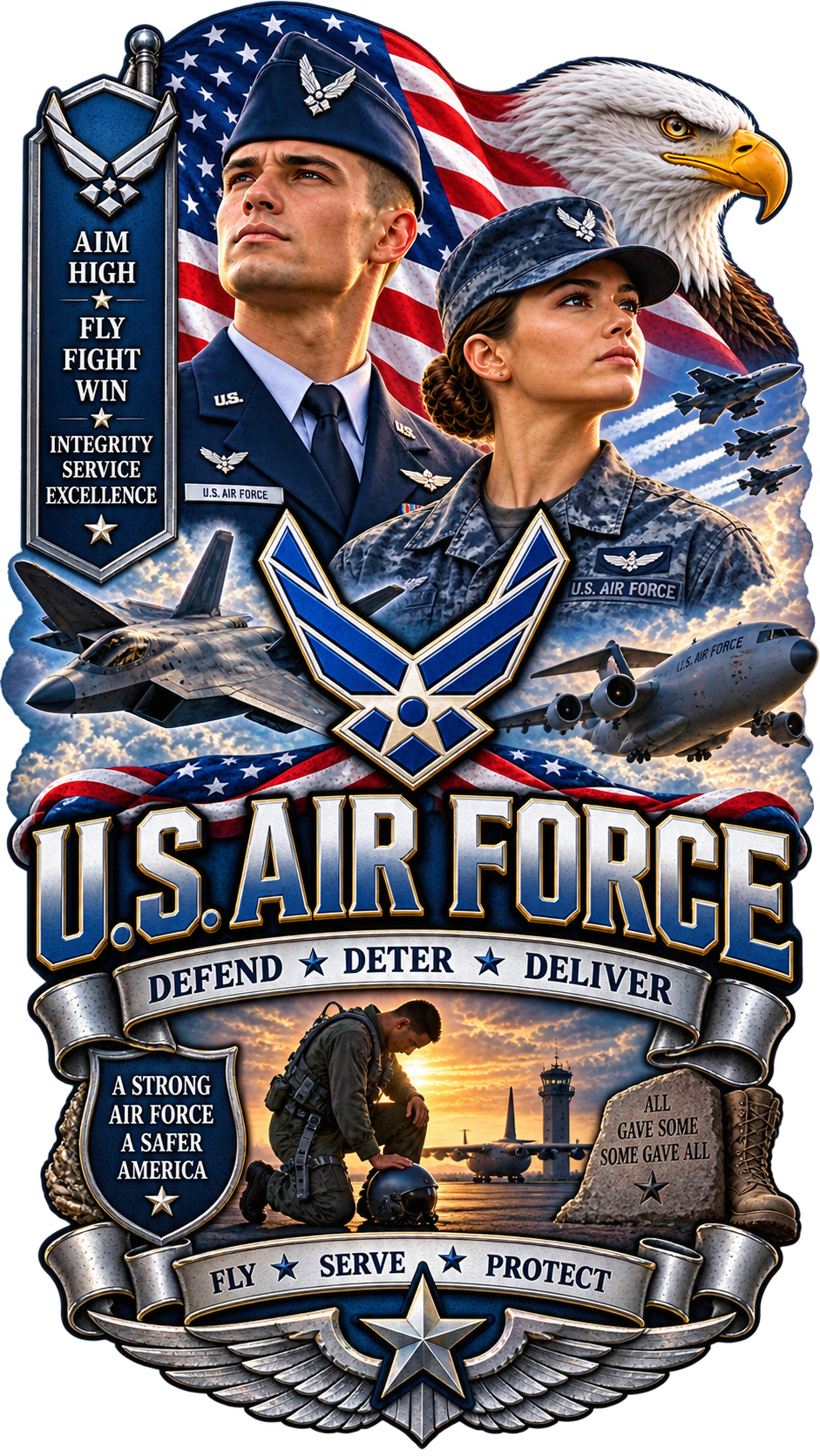 20 oz Skinny Tumbler - Patriotism Air Force 2