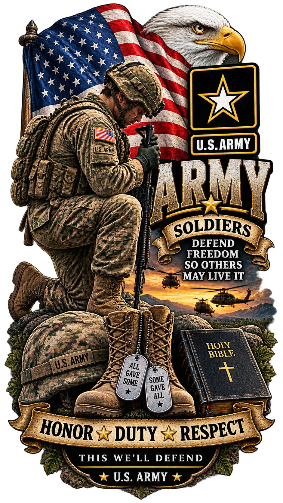 20 oz Skinny Tumbler - Patriotism Army 1