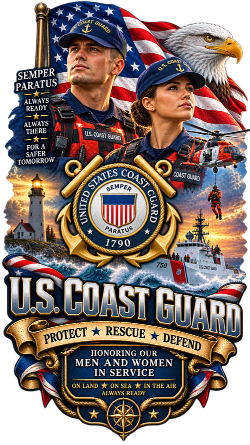 20 oz Skinny Tumbler - Patriotism Coast Guard 1
