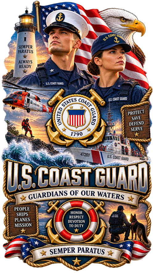 20 oz Skinny Tumbler - Patriotism Coast Guard 2