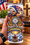 20 oz Skinny Tumbler - Patriotism Coast Guard 3