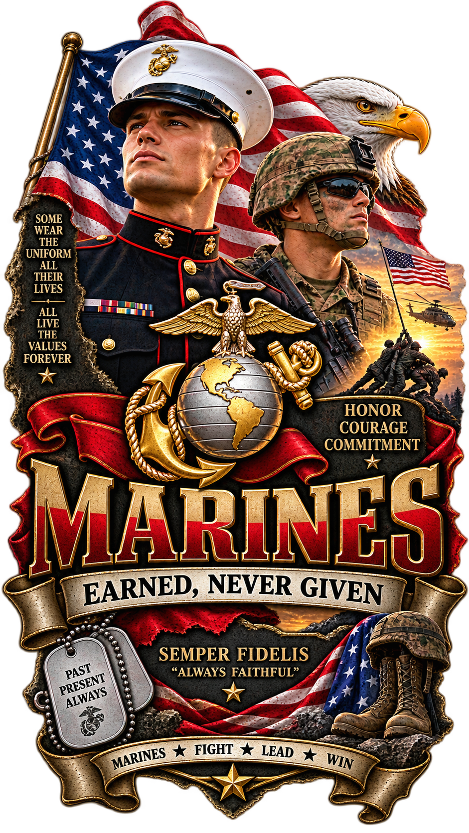 20 oz Skinny Tumbler - Patriotism Marine 2