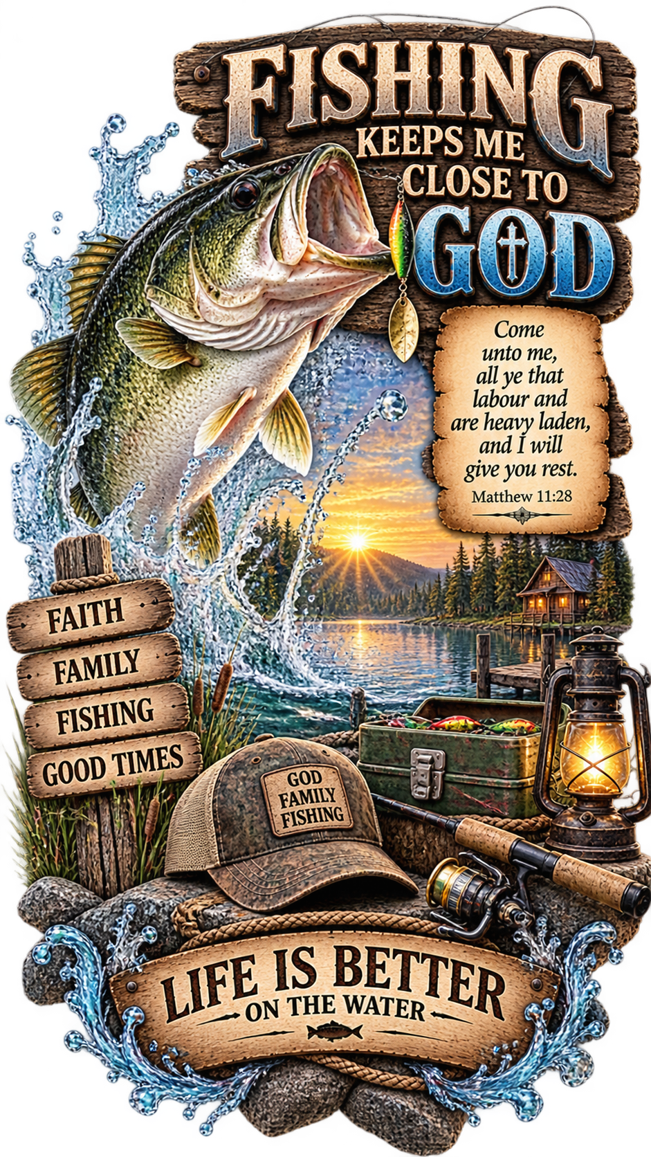20 oz Skinny Tumbler - Sports Fishing Keeps Me Close to God