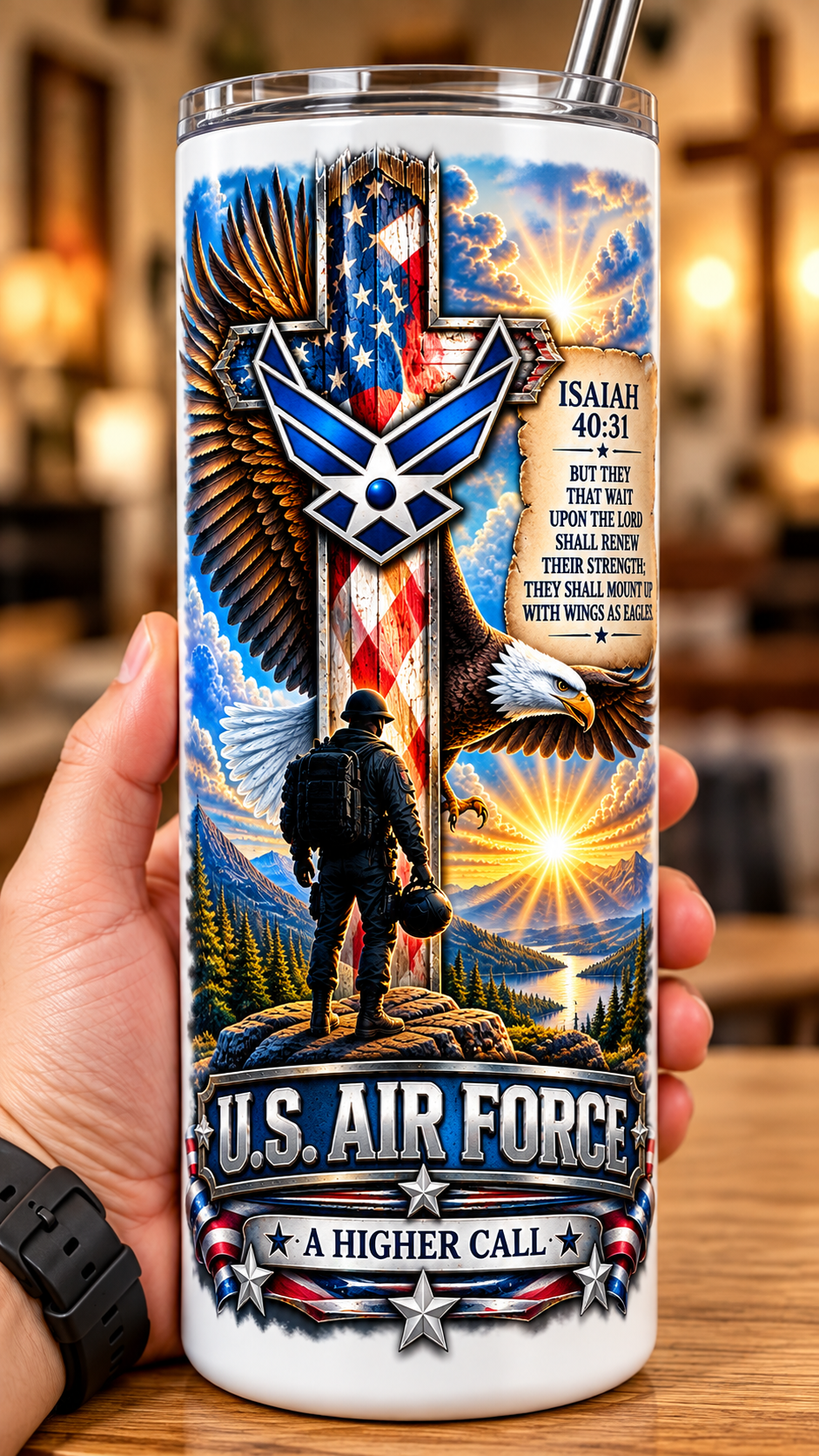 20 oz Skinny Tumbler - Patriotism Air Force 4