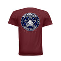 Back of a maroon T-shirt with the Starview Baptist Church logo, Parrish, Alabama